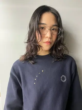 セミロング レイヤー/ケアパーマ /ニュアンス/モードのヘアスタイル