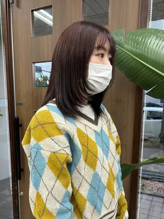 ミディアム ダブルカラー/韓国 ヘア/さわのあかねのヘアスタイル