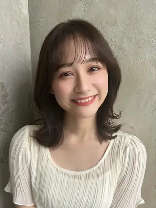 ミディアム カラー 🧡くびれヘア/前髪 顔周り🧡久原結衣のヘアスタイル