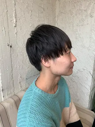 ショート メンズ 髪質改善ストレート/ ブリーチ／渋谷　福田のヘアスタイル