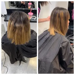 ショート け んブリーチ縮毛矯正のヘアスタイル