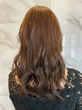 セミロング カラー グレージュ/透明感/ 韓国ヘア/RISAのヘアスタイル