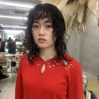 ミディアム カラー パーマ yiye 青山所属・無料カットモデル募集 🌱ひょうがのヘアスタイル