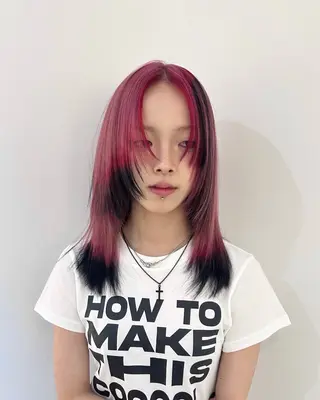 セミロング three所属・yuuna/ 個性派デザインのヘアスタイル