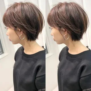 ショート カラー ボブ、縮毛矯正👑 心斎橋/高城涼也のヘアスタイル