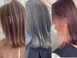 ミディアム 髪質改善カラー× 美髪ストレート前出のヘアスタイル