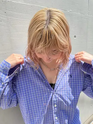 ミディアム カラー ヘアアレンジ 艶ハイトーン/ヘア アレンジAYAKAのヘアスタイル