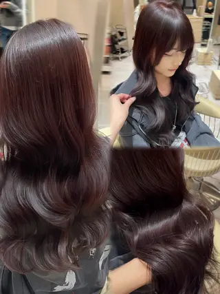 ロング カラー 顔周りカット/ 透明感カラー/ユナのヘアスタイル