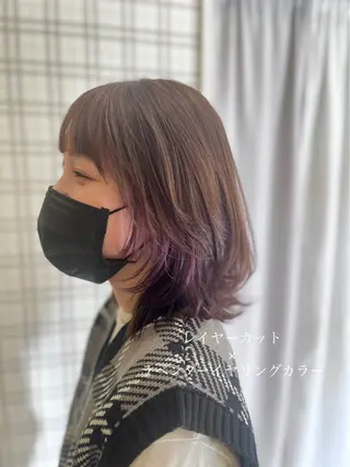 ミディアム カラー 堀口 彩佳のヘアスタイル