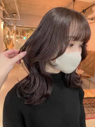 セミロング カラー unico.所属・韓国ヘア/暖色カラー 新美多英のヘアスタイル