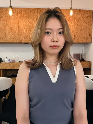 セミロング 暖色/パーマ 🌼クニトウメイのヘアスタイル