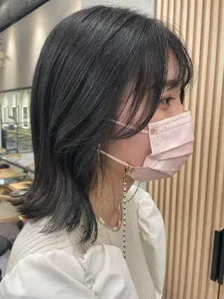 ミディアム カラー ヘアアレンジ マツエク・マツパ レイヤー縮毛矯正 ささきすずね💗のヘアスタイル