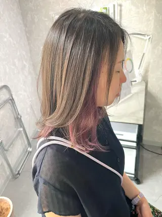 ミディアム カラー 池田 真衣のヘアスタイル