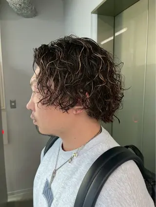 ミディアム パーマ メンズ ニュアンスパーマ/ ウルフ/ときなのヘアスタイル