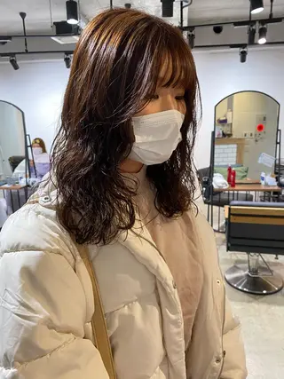 セミロング パーマ レイヤー/大人ボブ 渡邉【日吉美容室】のヘアスタイル