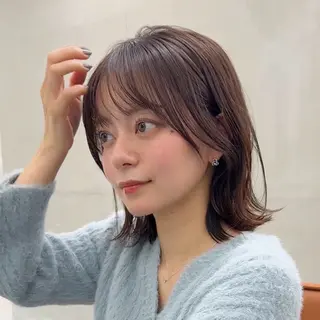 ミディアム カラー 顔周り/レイヤー/ 透明感/みっきーのヘアスタイル