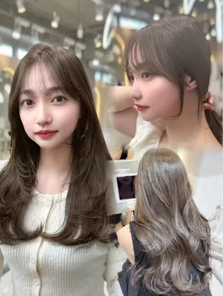 ロング カラー ハッシュカット/顔 まわりカットリョウヤのヘアスタイル