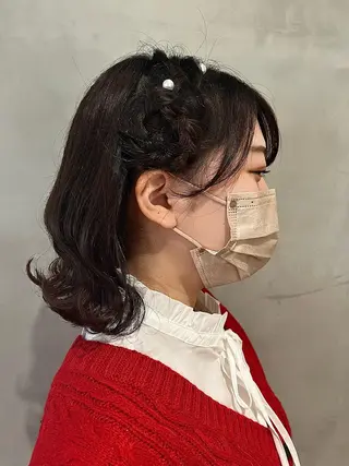 ミディアム ヘアアレンジ 顔まわり/暖色 可愛い特化🎀ゆうなのヘアスタイル