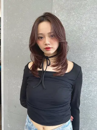 セミロング カラー レイヤー＆カラー 人気美容師倉崎涼のヘアスタイル