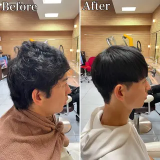 ショート パーマ メンズ 🔮メンズ縮毛矯正 毛流れパーマ💎竹永のヘアスタイル