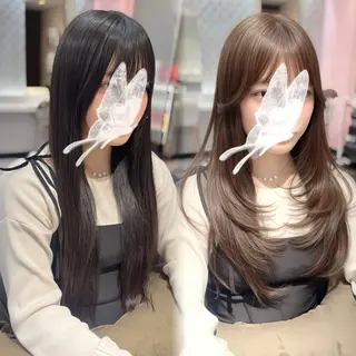 ロング カラー レイヤー/髪質改善 /透け感カラー/艶髪のヘアスタイル