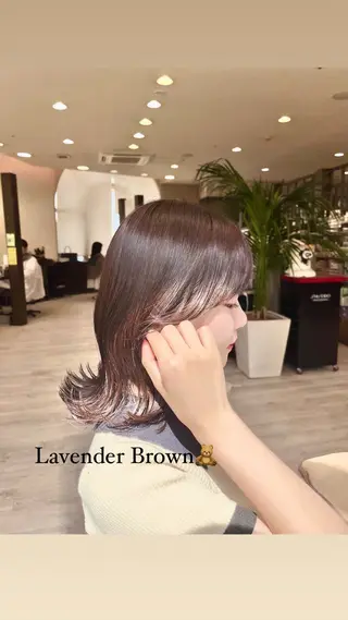 ミディアム 西 沙菜/トレンド カラー/透明感カラーのヘアスタイル