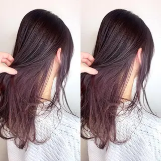 ロング カラー 韓国レイヤーカット/ ダブルカラーのヘアスタイル