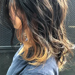 ミディアム カラー 髪質改善、エクステ 山口卓哉のヘアスタイル