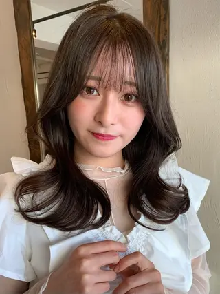 ミディアム カラー 透明感/オリーブ/ グレージュ/YUKAのヘアスタイル