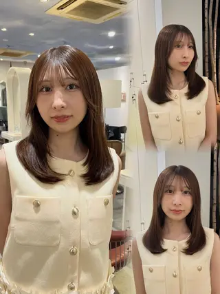 ミディアム gigs星ヶ丘店所属・レイヤーカット/ 艶カラー/YUKAのヘアスタイル