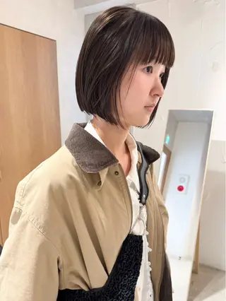 ショート カラー 似合わせぷつっとボブ 縮毛矯正 久保田彩菜のヘアスタイル