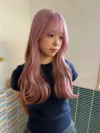 ロング カラー 💛艶感ハイトーン/ ブリーチ縮毛💛のヘアスタイル