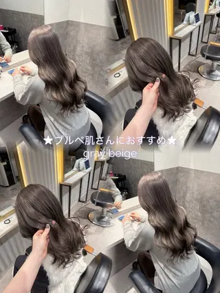 ロング カラー SALOWIN広島所属・ブリーチカラー/ ベージュ/SARAのヘアスタイル