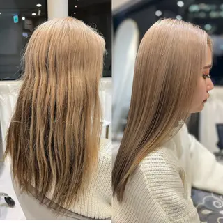 セミロング ﾐﾚｲ/ﾐﾙｸﾃｨｰ ｶﾗｰ/梅田美容室のヘアスタイル