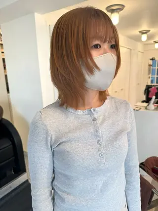 カラー ブリーチカラー🎀 韓国風/寺門美優のヘアスタイル