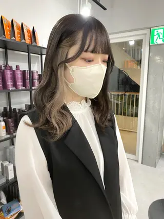 セミロング カラー ヘアアレンジ 🌷FUKA🌷 まろやかハイトーンのヘアスタイル