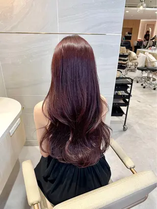 ロング 韓国風/小顔レイヤー /艶カラーのヘアスタイル