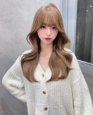 ミディアム rina／ベージュ ワンホン/韓国ヘアのヘアスタイル