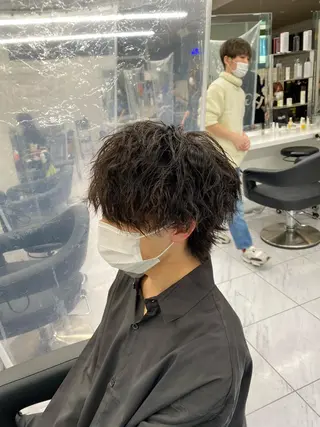 セミロング パーマ ヘアアレンジ メンズ メンズ特化 水口湧太のヘアスタイル