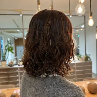 ミディアム パーマ ヘアアレンジ みなみ/韓国ボブ/ 韓国レイヤーのヘアスタイル