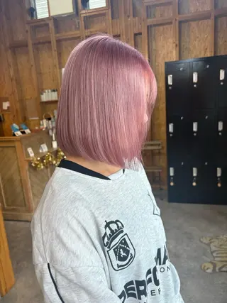 カラー まろみ暖色×ボブ ×chia🕯のヘアスタイル