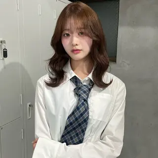 ミディアム カラー riko/レイヤー/ 艶カラー/ヘアセットのヘアスタイル