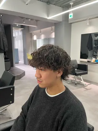 ミディアム パーマ メンズ 小鹿 大翔のヘアスタイル