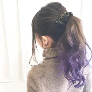 ロング カラー パーマ ヘアアレンジ ◆感動口コミ/最小顔 理論カット◆森口 峻のヘアスタイル