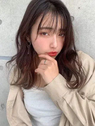 セミロング カラー 赤み消し韓国ヘア レイヤー縮毛🤍渡邉のヘアスタイル