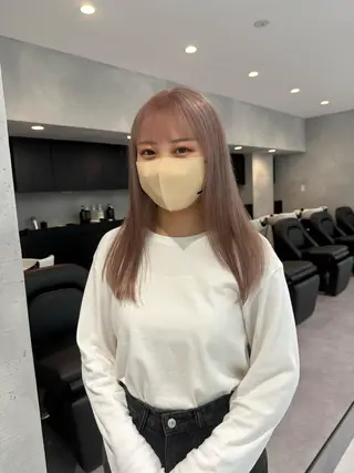 ミディアム カラー 鈴木/ミルクティー/ ブリーチ/ボブ/のヘアスタイル