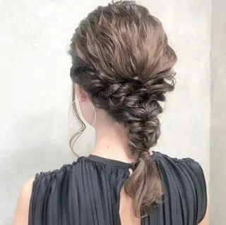 ミディアム カラー パーマ ヘアアレンジ メンズ キッズ 艶ピンク*ヘアセット 🌙shioriのヘアスタイル