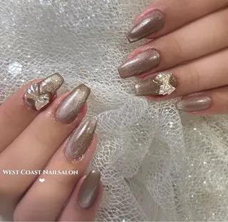 ネイル リボン、ガーリー パーツ放題専門店のネイルデザイン