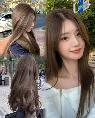 セミロング カラー ハッシュカット レイヤー池袋のヘアスタイル