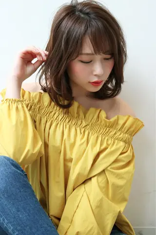 ミディアム カラー 骨格肌色 似合わせ/YUKAのヘアスタイル